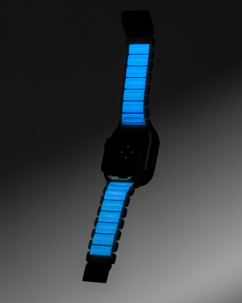 Bright blue glow at night for easy visibility.