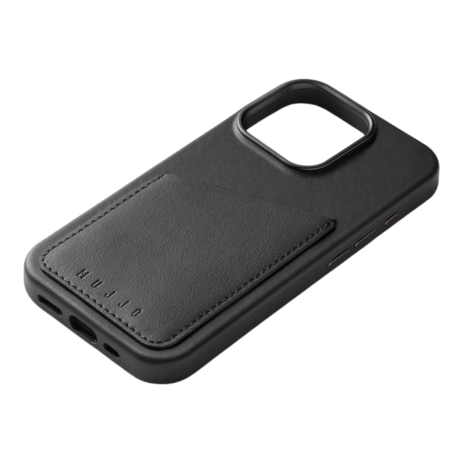Mujjo Full Leather Wallet Case for iPhone 16 Pro - Black