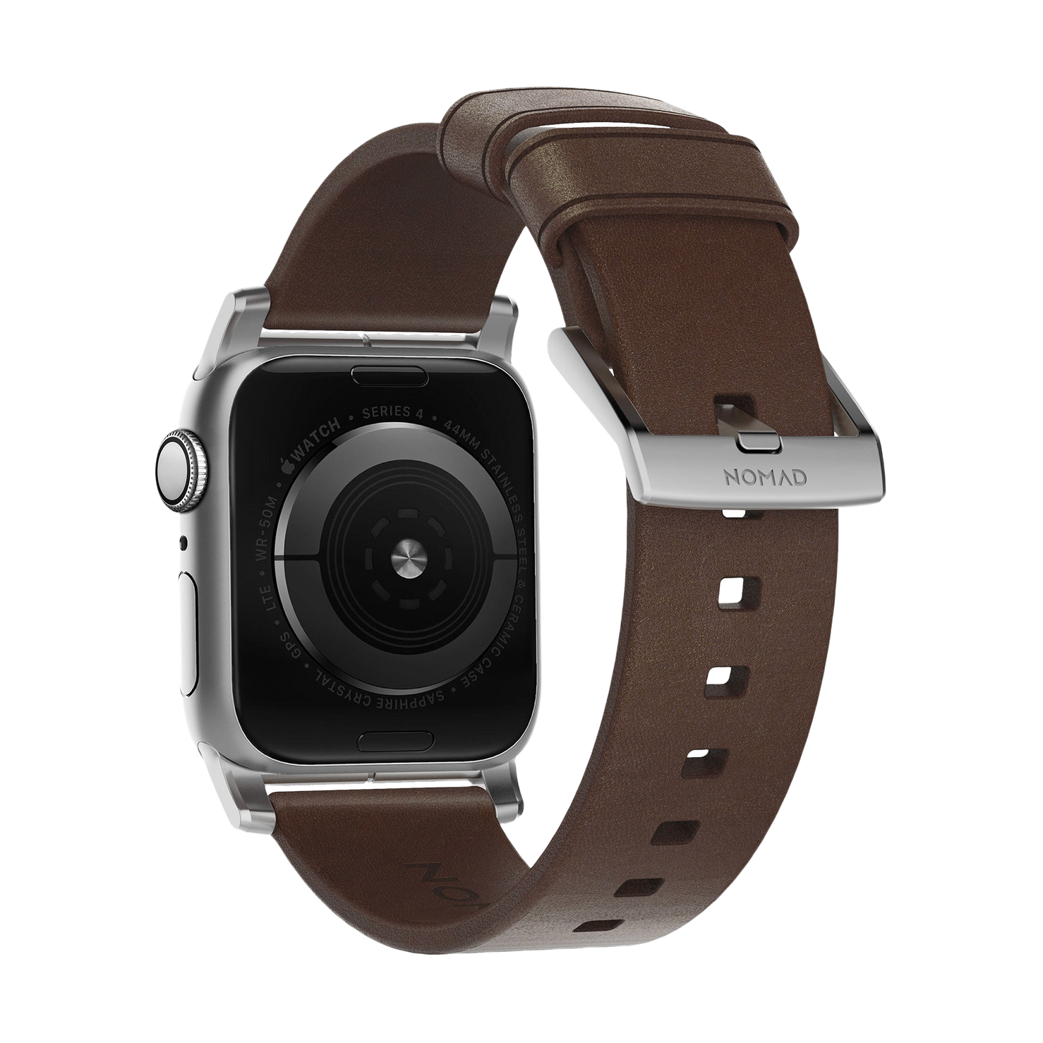 Nomad Modern Band with Horween Leather - 46/49mm - Silver Hardware - Brown