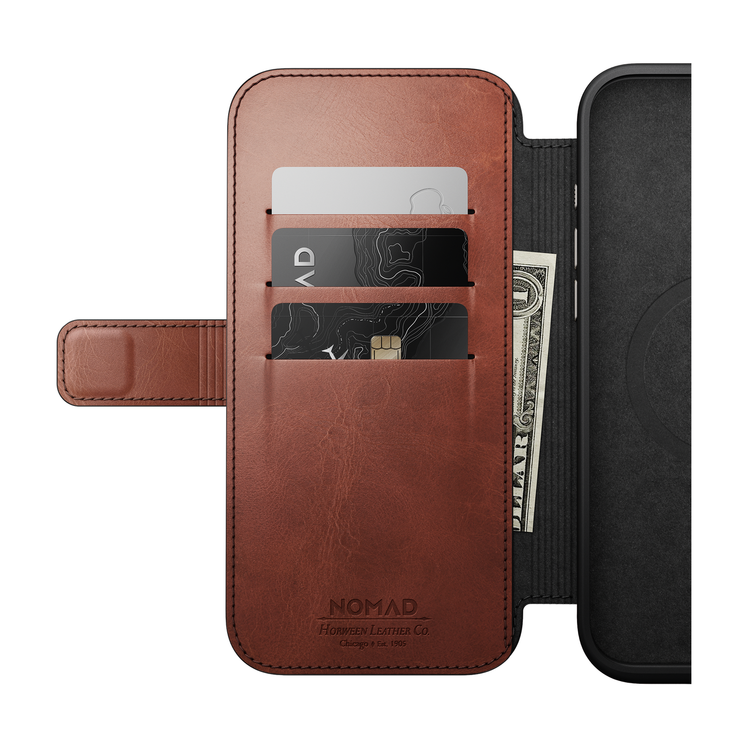 Nomad Modern Leather Folio with Horween Leather for iPhone 16 Pro Max - Olde Dublin