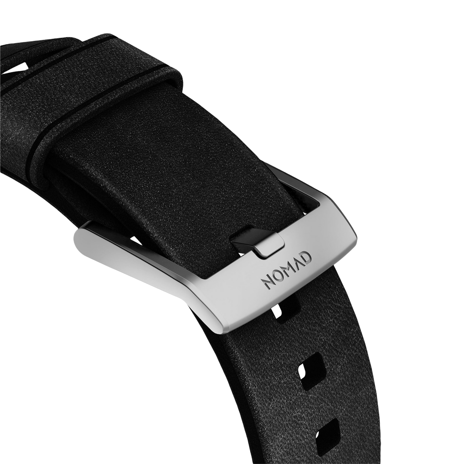 Nomad Modern Band with Horween Leather - 46/49mm - Silver Hardware - Black